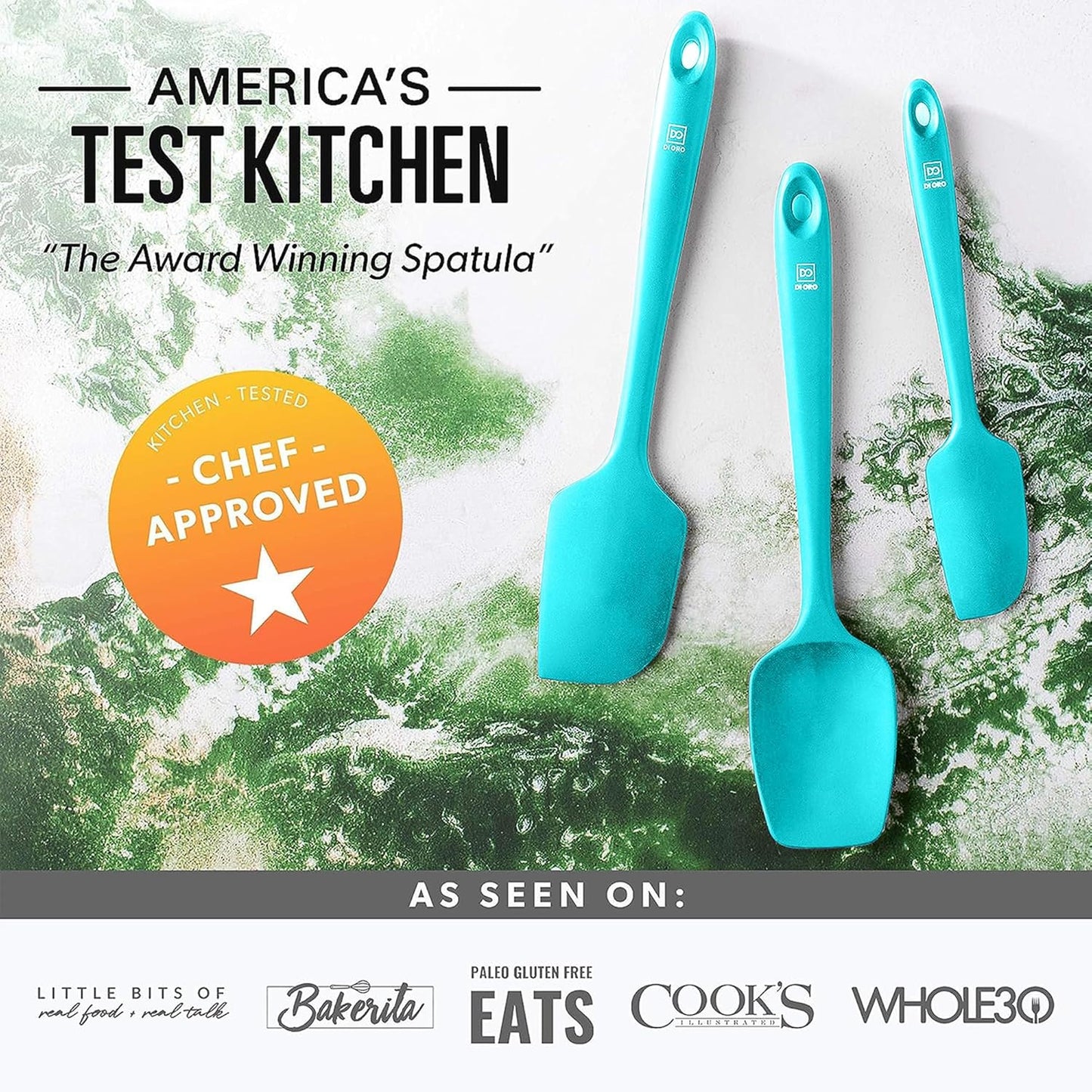DI ORO Silicone Spatula Set - Rubber Kitchen Spatulas for Baking, Cooking, & Mixing - 600°F Heat-Resistant & BPA Free Silicone Scraper Spatulas for Nonstick Cookware - Dishwasher Safe (4pc, Black)
