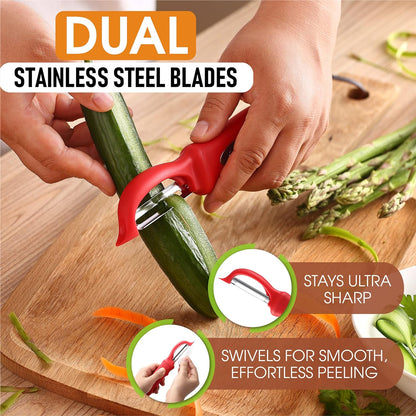 Spring Chef Premium Swivel Vegetable Peeler, Soft Grip Handle and Ultra Sharp Stainless Steel Blades - Perfect Kitchen Peeler For Veggie, Fruit, Potato, Carrot, Apple - Pink Lemonade