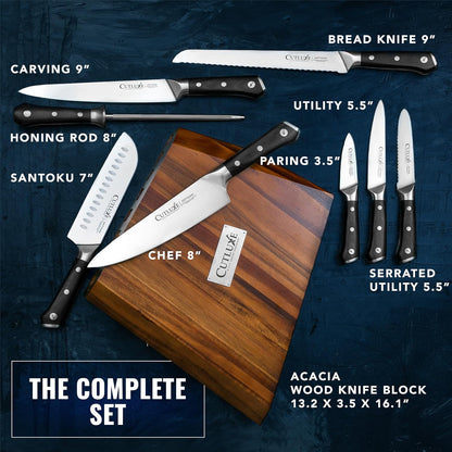 Cutluxe Kitchen Knives, 5 Pcs Chef's Knife Set – Razor Sharp German Steel, Full Tang, Ergonomic Handles – Artisan Series