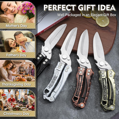 Dream Reach Poultry Shears, Heavy Duty Kitchen Shears with Serrated Edge, No Rust Spring Loaded, Multipurpose Stainless Steel Kitchen Scissors for Chicken, Bone, Meat, Turkey, Fish Thanksgiving Gifts
