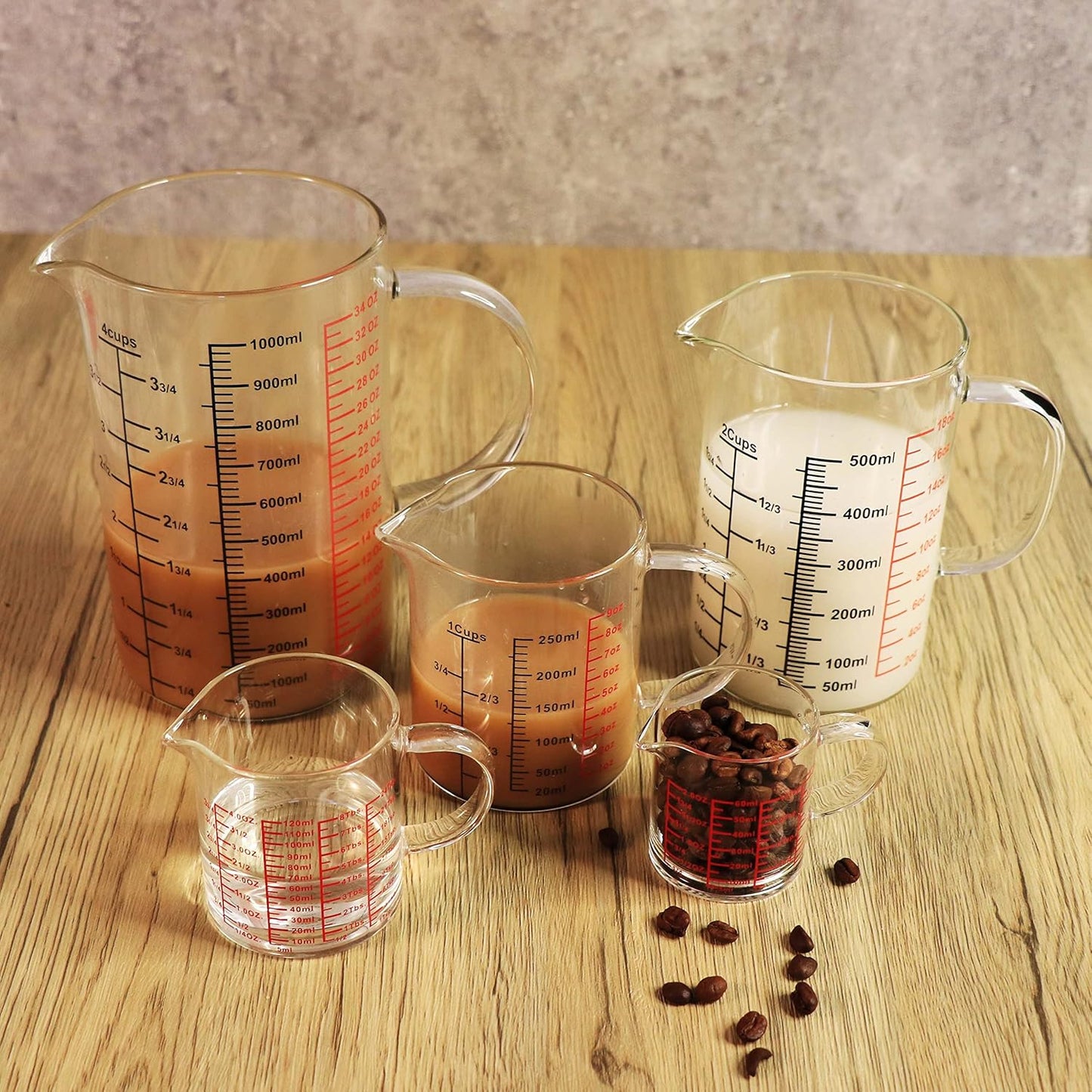 Ackers BORO3.3 Measure Glass -[Insulated handle | V-Shaped Spout]-Made of High Borosilicate Glass Measuring for Kitchen or Restaurant, Easy to Read, 120 ML (4 Oz)