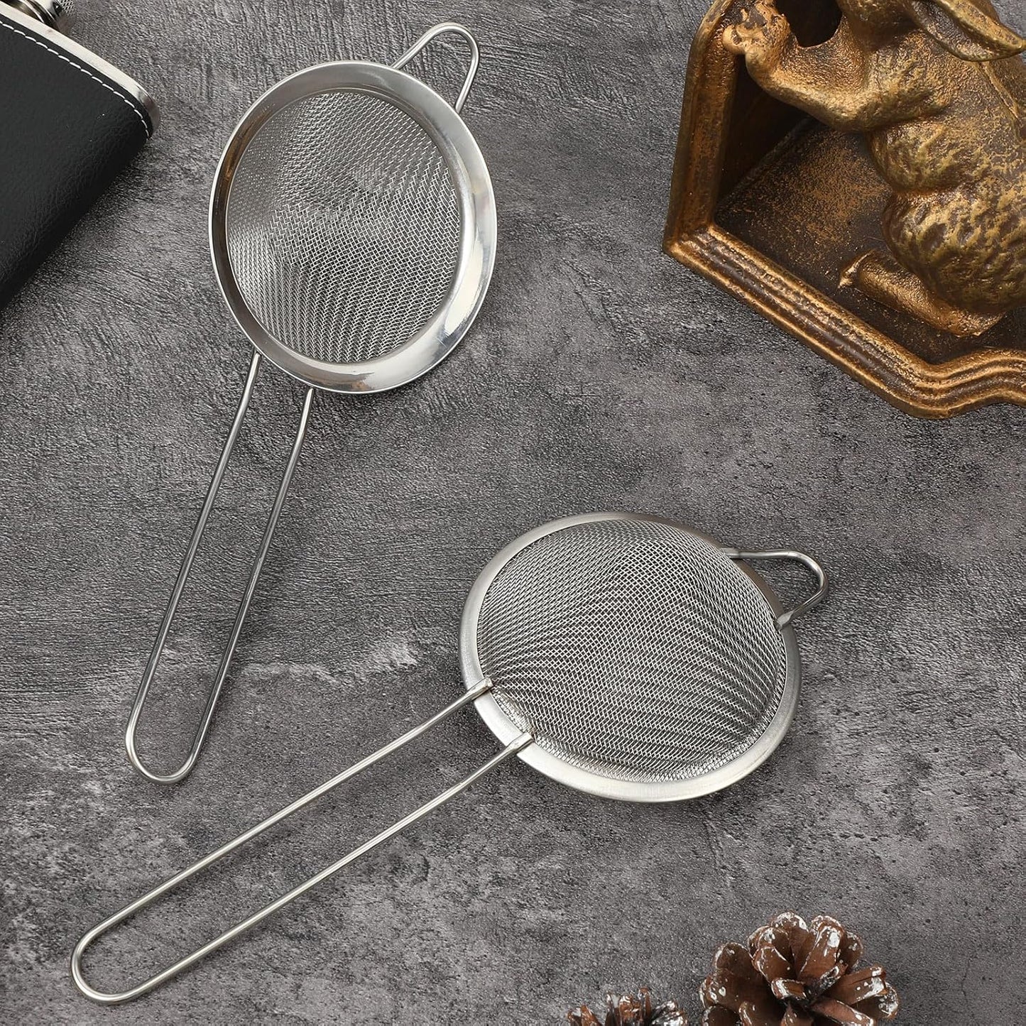 20packs Small Fine Mesh Strainer with Handle 3.3" Stainless Steel Tea Strainers Conical Hand Strainer for Kitchen Juice, Bar Cocktail, Cafe Tea, Coffee Drinks (Silver)