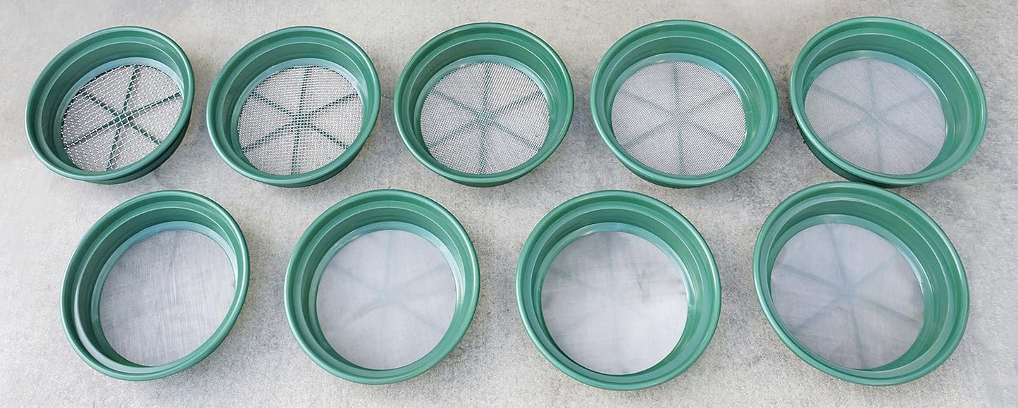 SE 13.25 Inch Wide Stackable Classifier Gold Prospecting Pan - 1/8 Inch Stainless Steel Mesh Sifting Pan, Green