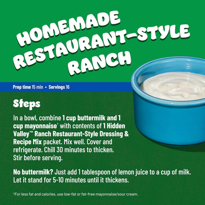 Hidden Valley Original Ranch Restaurant Style Dressing Recipe Mix, 0.4 Ounce (Package May Vary)