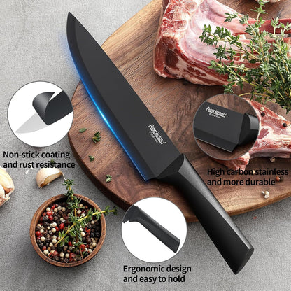 Stainless Steel Knife Set, Knife Block Sets with Built-in Sharpener,15-Piece Block Set with Block and Ergonomic Handles
