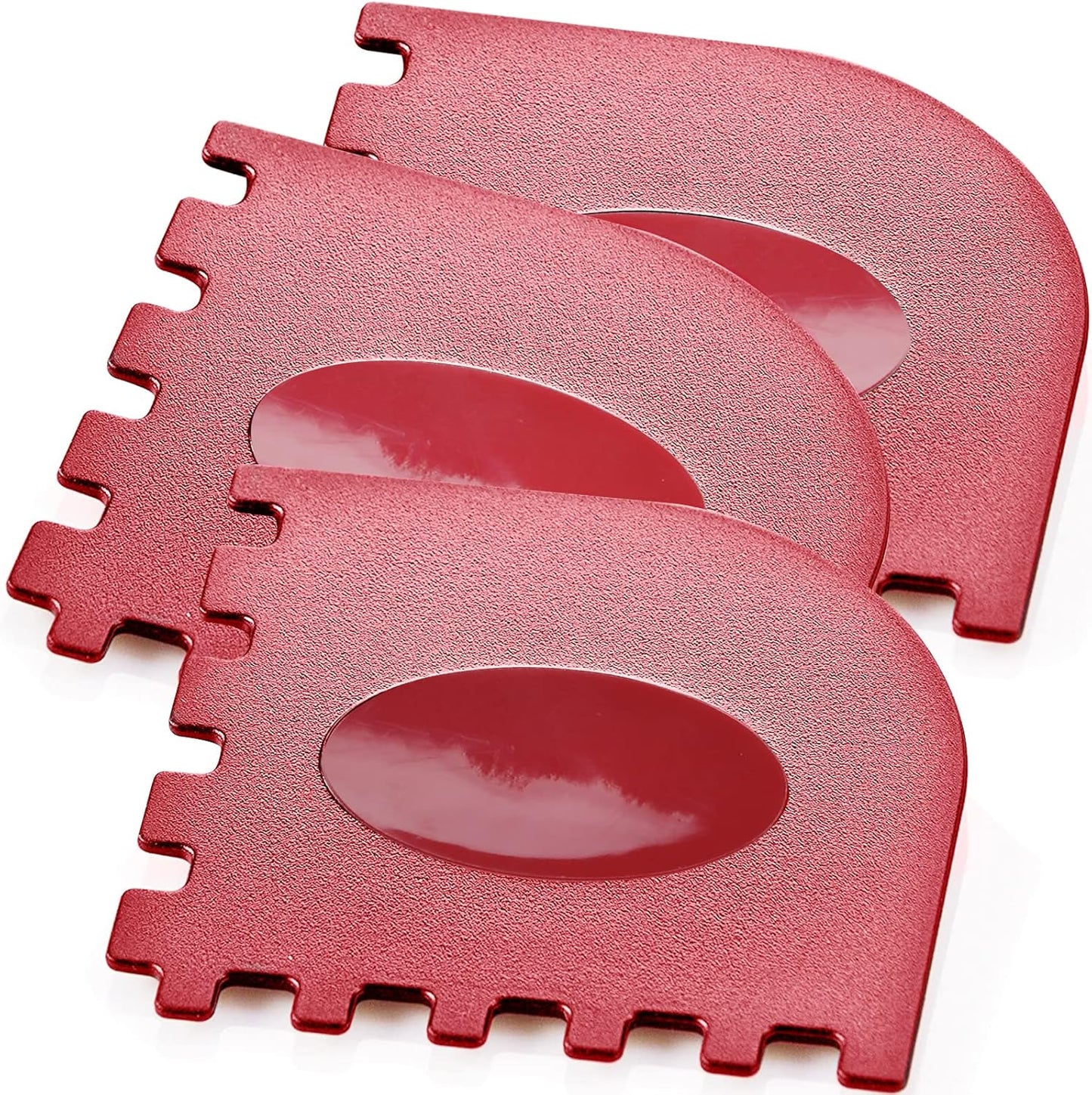 Azureblue Pan Scraper Dish Scraper Food Scraper Tool Plastic Pot Scraper Kitchen Scraper Grease Scraper Cast Iron Skillet Pan Scraper Tool for Cleaning (3 Pcs, Red)