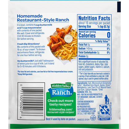 Hidden Valley Original Ranch Restaurant Style Dressing Recipe Mix, 0.4 Ounce (Package May Vary)
