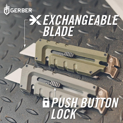 Gerber Gear Prybrid Utility Knife with Pocket Clip, Box Cutter Retractable Blade, Heavy Duty Utility Razor with Pry Bar, Bottle Opener, and Wire Stripper, Multi tool Pocket Knife, Blue with Clip