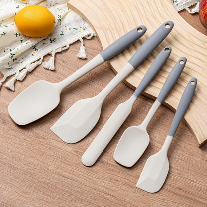 Silicone Spatula Set, 5 Piece Food Grade Rubber Spatulas for Baking, Cooking, and Mixing High Heat Resistant Non Stick Dishwasher Safe BPA-Free (Multicolor)