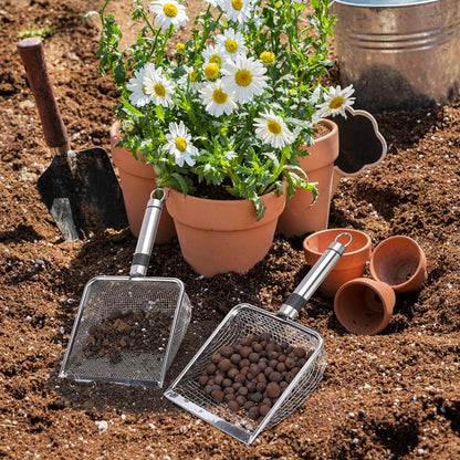 Adnee 2 Pcs Wider Gardening Soil Sifter-5.5" W Garden Sieve Sifter with Handle (3.8/5 mm Mesh)-Portable Gardening Sifter for Gradening Sand Soil Dirt Compost
