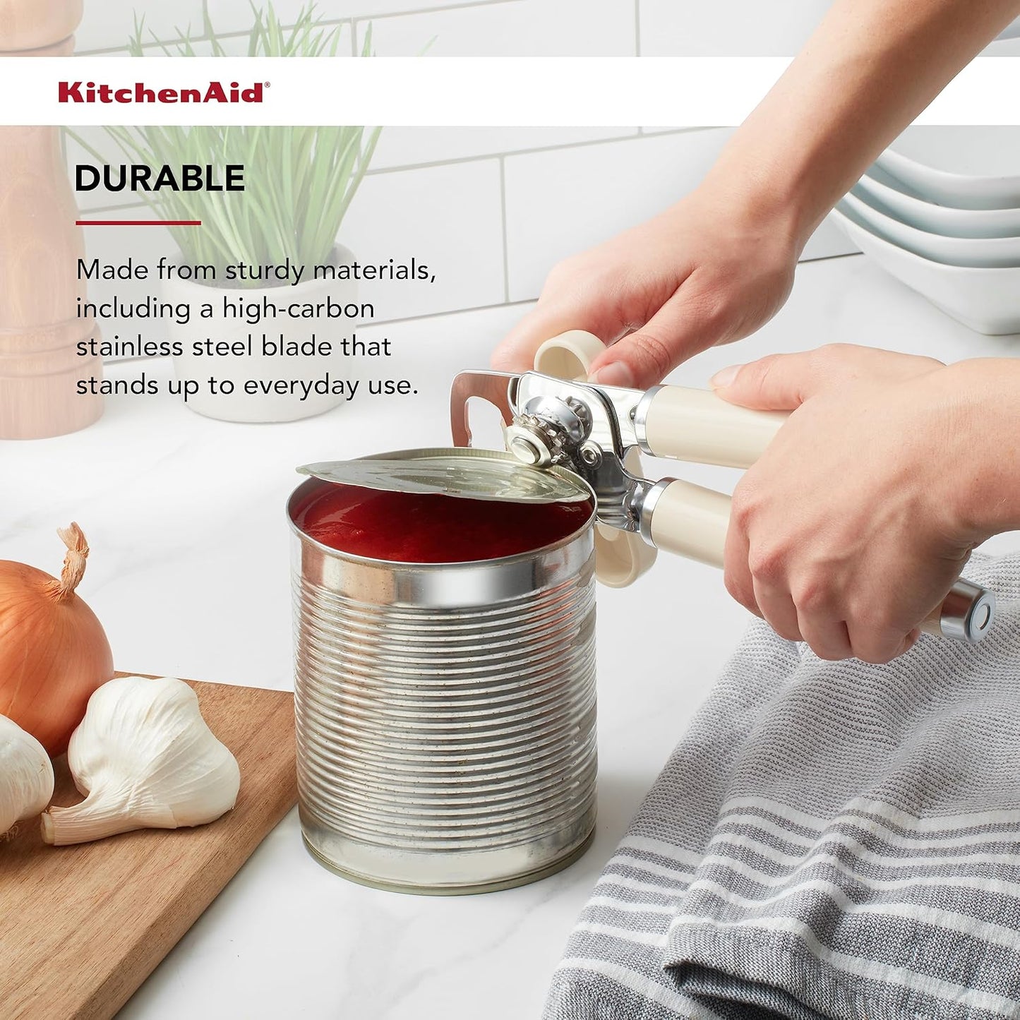 KitchenAid Classic Multifunction Can Opener and Bottle Opener Easy to Use, Razor Sharp Stainless Steel Cutting Wheel, Soft Ergonomic Handles, Black