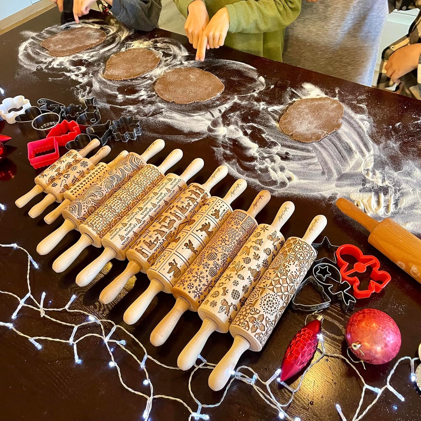 BEEHIVE Embossing Rolling Pin with Pattern. Laser Engraved Embossing Dough Roller for Homemade Cookies and Pottery by Algis Crafts