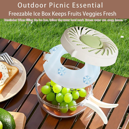 Upgraded Fruit Washing Bowl with Strainer,BPA-Free Drain Basket for Lid & Ice Compartment,Multifunctional Fruit Washer,Foldable Handle Strainer and Colander for Fridge Storage or Picnic Camping(1 QT)