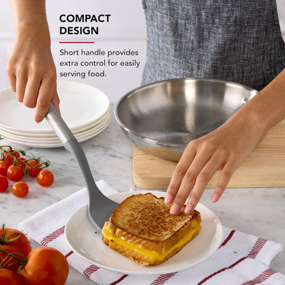 KitchenAid Spoon Spatula with Curved Edges and Stainless Steel Handle, Nonstick Safe, Durable, Dishwasher Safe