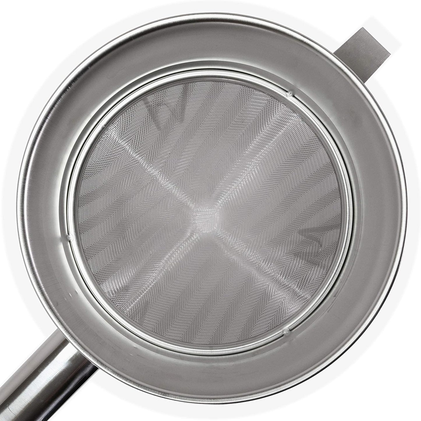 Anchy Premium 8" Chinois Fine Mesh Strainer Set with Stand & Bamboo Spatula – 18/8 Stainless Steel China Cap Cone Sieve, Professional Bouillon Strainer for Sauces, Soups, Broth, Stock, Jelly & Purees