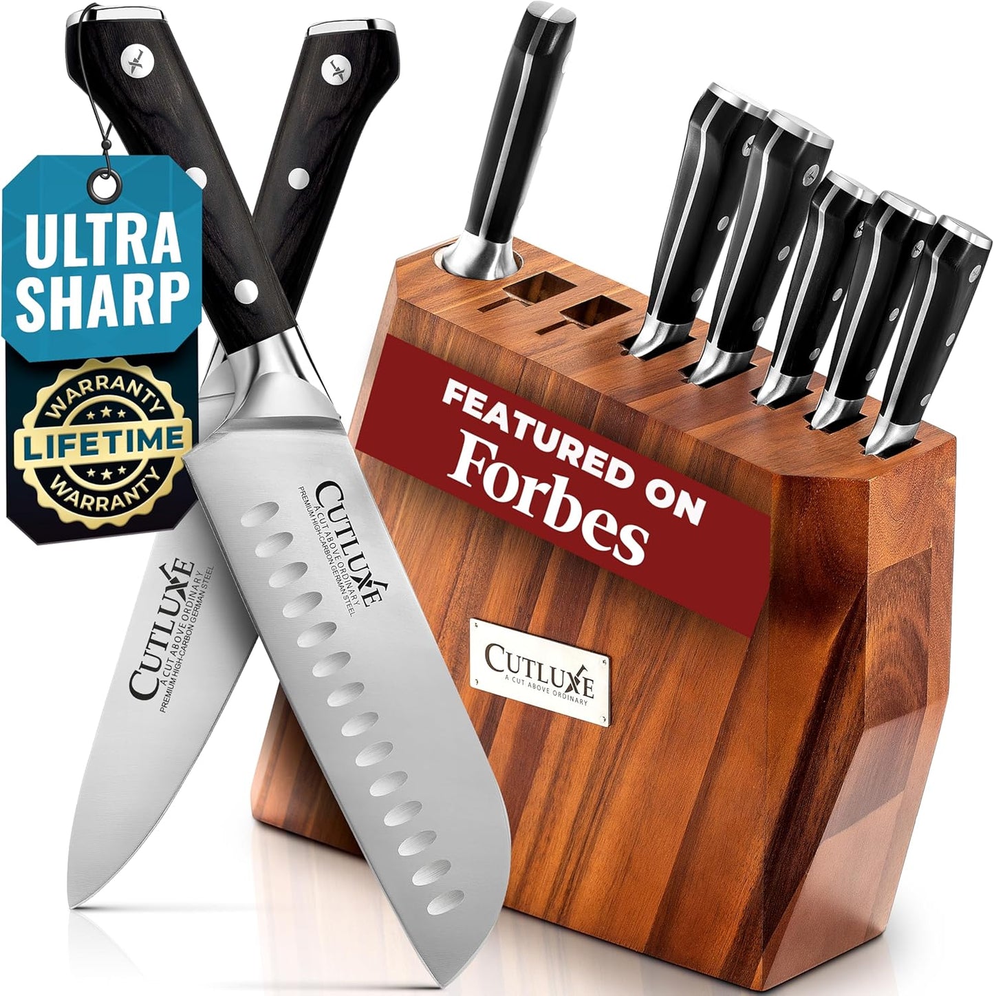 Cutluxe Kitchen Knives, 5 Pcs Chef's Knife Set – Razor Sharp German Steel, Full Tang, Ergonomic Handles – Artisan Series