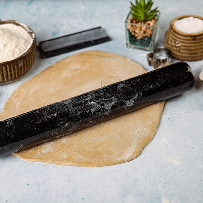 Marblous Krafts Marble French Rolling Pin for Dough, Black 12.5" Inches marble rolling pin with stand - rolling pins for baking and dough roller.
