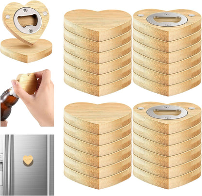Vesici 100 Pcs Magnetic Bottle Opener 2.5in DIY Bamboo Round Shape Beer Openers Wooden Fridge Magnet Refrigerator Sticker Gift for Beer Lover Wedding Guest Kitchens Bars Parties