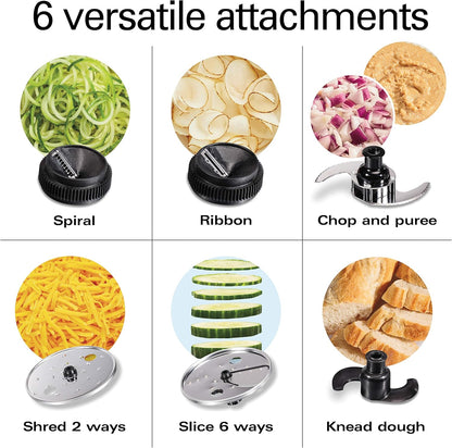 Hamilton Beach Professional Stack & Snap Food Processor & Veggie Spiralizer for Slicing, Shredding and Kneading, Extra-Large 3" Feed Chute Fits Whole Vegetables, 12 Cups, Stainless Steel (70815)