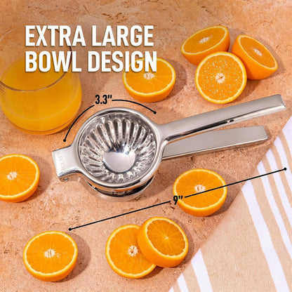 Lemon Squeezer Stainless Steel with Premium Quality Heavy Duty Solid Metal Squeezer Bowl - Large Manual Citrus Press Juicer and Lime Squeezer Stainless Steel - by Zulay Kitchen