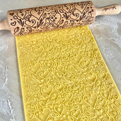 BEEHIVE Embossing Rolling Pin with Pattern. Laser Engraved Embossing Dough Roller for Homemade Cookies and Pottery by Algis Crafts