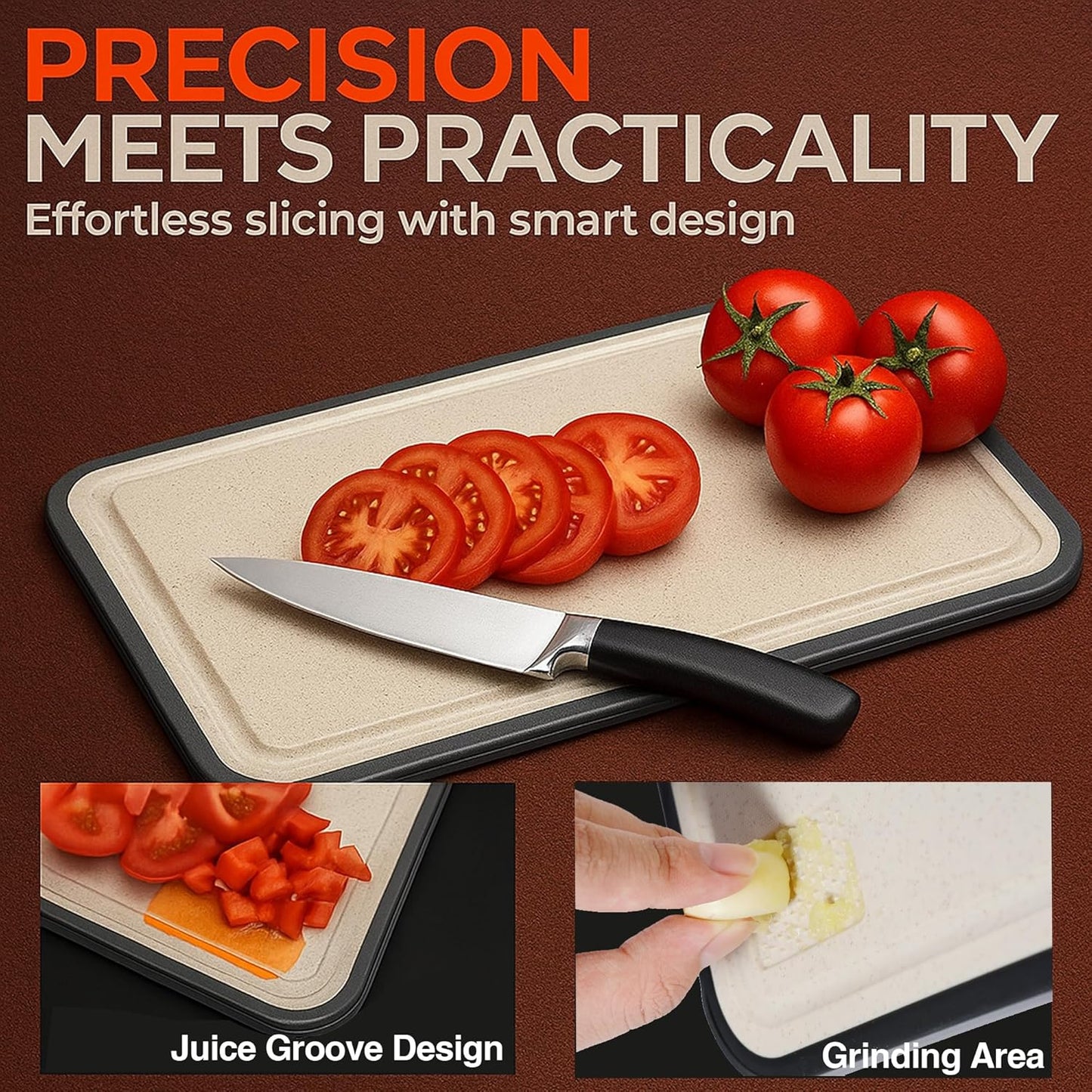 Titanium Cutting Board, 2-in-1 Double Sided Cutting Boards for Kitchen, Pure Titanium & Wheat Straw PP, Metal Chopping Board Easy to Clean for RV/Camping/Kitchen with Avocado Slicer 16"x11"