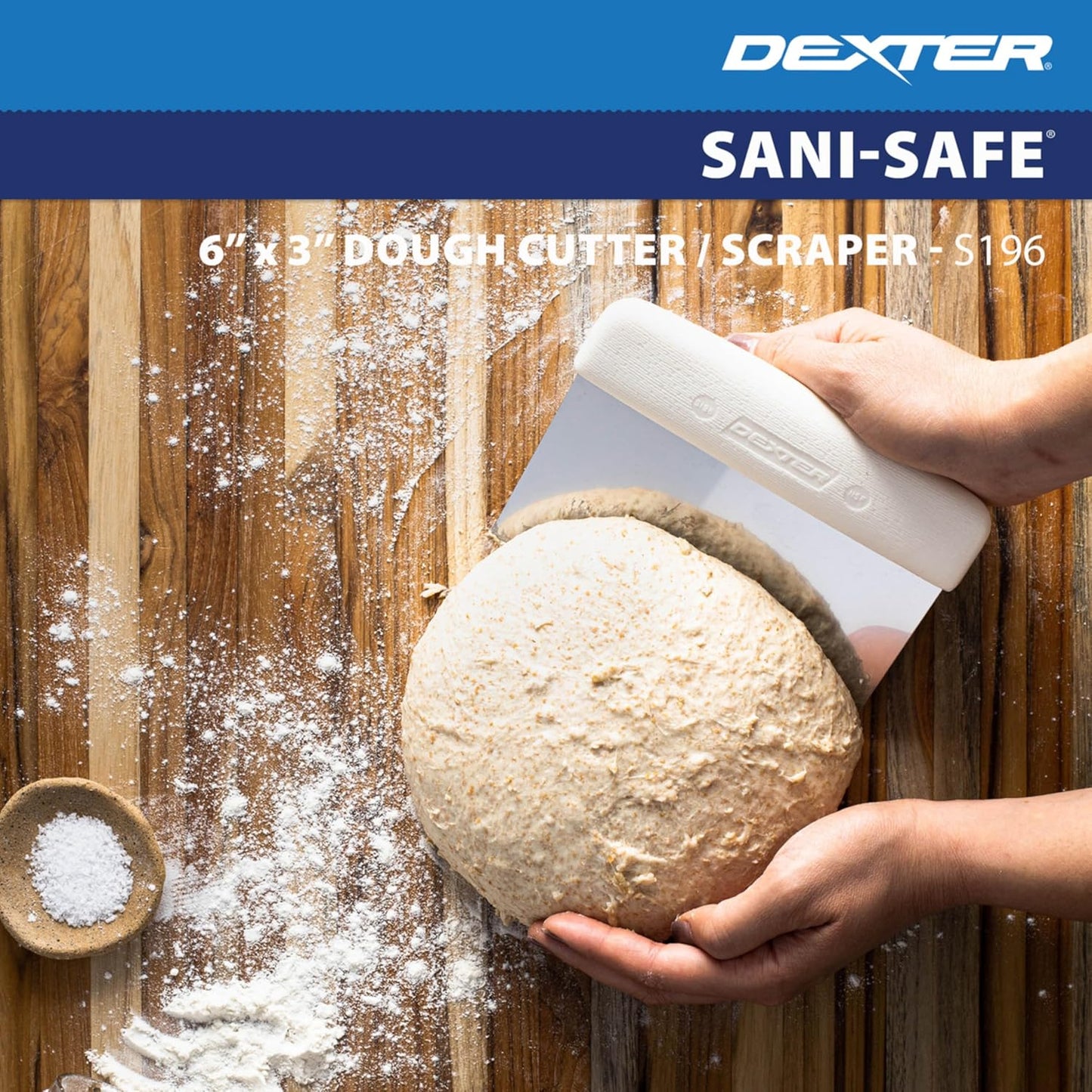 Dexter Russell S196Y Sani-Safe 17303Y Dough Cutter/Scraper, 6" x 3" Stainless Steel Blade with Textured Yellow Polypropylene Handle, Bakery and Pastry Dough Scraper, NSF, Made in USA