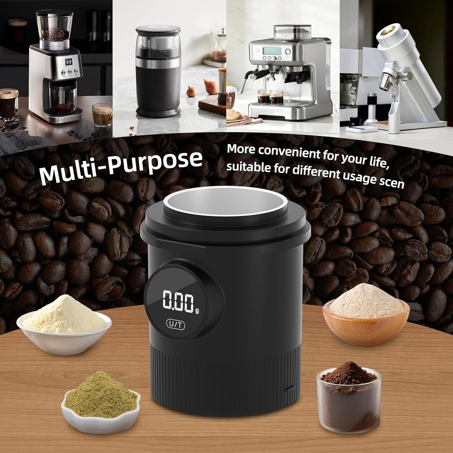 Coffee Scale, Espresso Scale, Weigh Digital Kitchen Scale with Timer, 2kg/0.1g Rechargeable Scale, Ratios & Flow Rate Display, Barista-Grade for Pour-Over, Espresso, French Press – Black