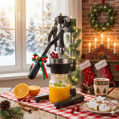 CO-Z Manual Citrus Juicer, Commercial Grade Cast Iron Orange Juicer, Professional Heavy Duty Juice Press with Removable Strainer, Manual Juice Extractor for Orange Lemon Pomegranate Citrus, Black