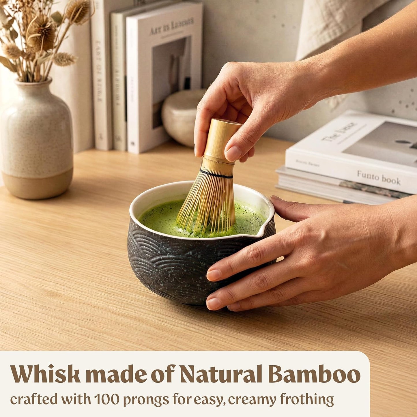 EDELHAUS Matcha Kit Whisk Set (7 Pcs) - Complete Matcha Set, Matcha Bowl with Spout, Whisk with Holder, Bamboo Scoop with Rest and Sifter, Perfect Kit for Matcha Lovers (Sakura Pink)