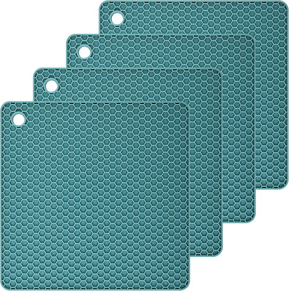 Silicone Trivets Mats Set, Silicone Hot Pads Pot Mat for Countertop, Trivet Pads Heat Resistant, Table Placemats, Square Small Drying Mats, 4 Pack, Black Trivets