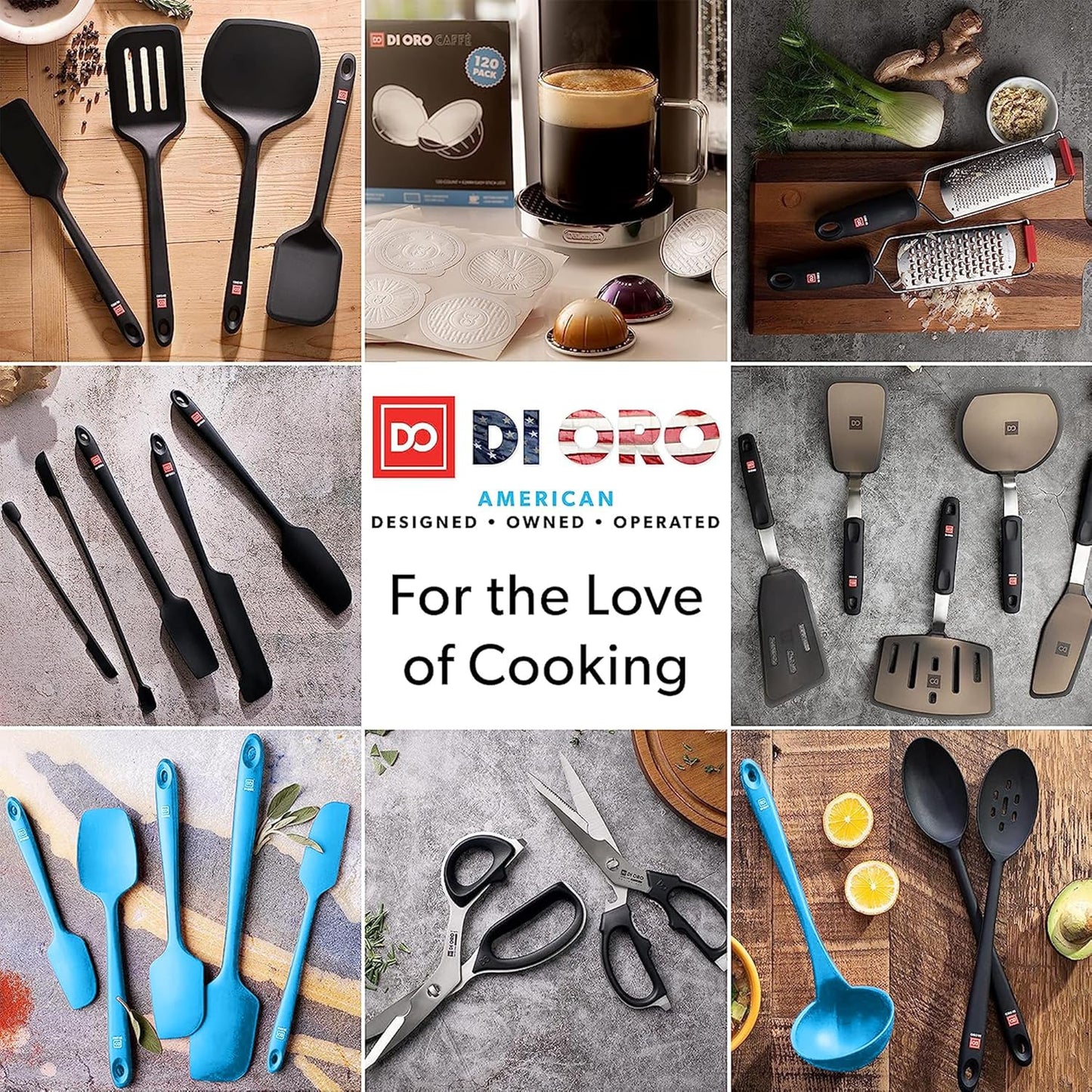 DI ORO Silicone Spatula Set - Rubber Kitchen Spatulas for Baking, Cooking, & Mixing - 600°F Heat-Resistant & BPA Free Silicone Scraper Spatulas for Nonstick Cookware - Dishwasher Safe (4pc, Black)