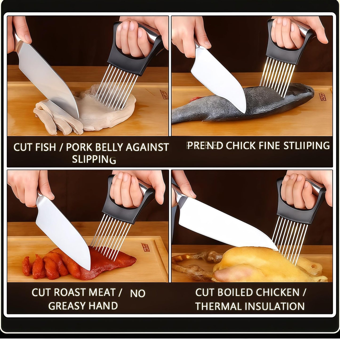 2025 Upgraded Onion Slicer, Onion Holder Chopper for Slicing, Chopper Slicer Assistant Tool, Cutter for Slicing of Meat, Potato, Tomato Kitchen Gadgets (1, Black)