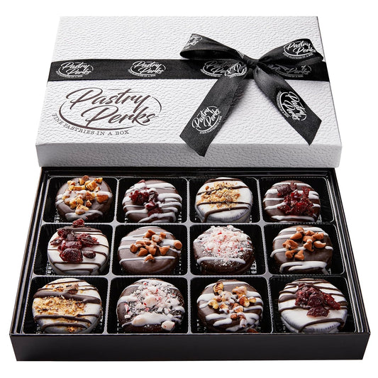 Pastry Perks Cookies Gift Basket 12 Gourmet Chocolate Covered | Christmas Gifts for Women & Men, Mom, Dad, Grandma | Thanksgiving Food Delivery