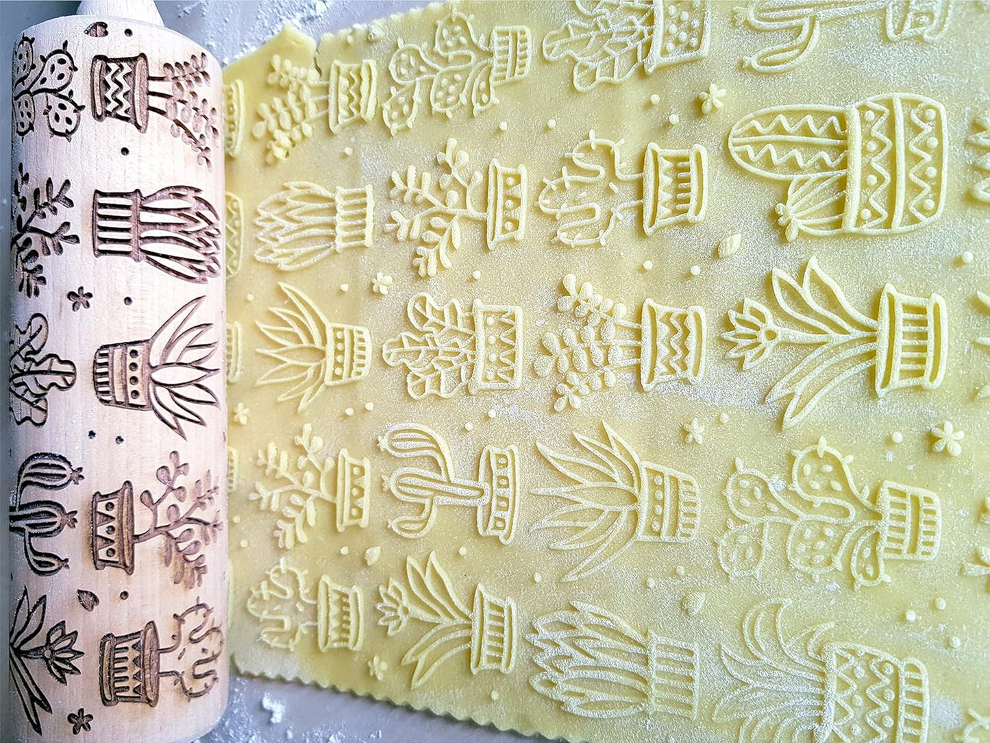 SAKURA TREE Embossing Rolling Pin with Blooming Sakura Flowers Pattern. Dough and Clay Roller for Embossed Cookies Fondant Pottery. Cookie and Ceramic Stamp. Backing Gifts for Women by Algis Crafts