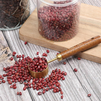 Gold Coffee Measuring Spoon, Stainless Steel Teaspoon Scoop, Walnut Handle, 15ml Capacity Tablespoon, Gold Plated for Coffee Tea, and More