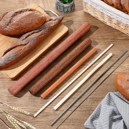 Baderke 7 Pcs Italian Rolling Pins Set Wood and Stainless Steel Pasta Rolling Pin Dough Pasta Roller for Making Wontons, Dumplings, Pastas, Ramen, Udon Noodles, Flat Bread, Tortillas