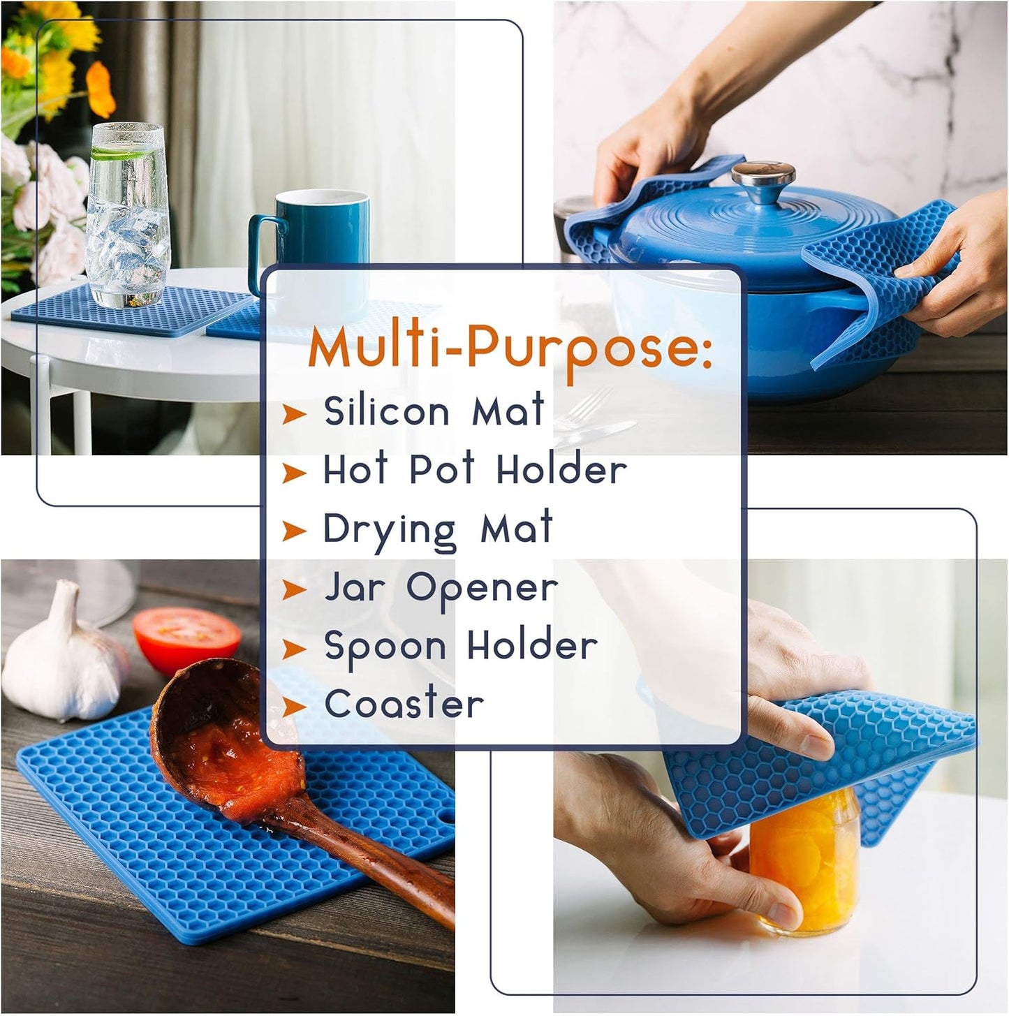 BTaT- Trivets for Hot Pots and Pans, 2 Pack, Trivets, Silicone Trivet, Hot Plate Holder, Trivets for Hot Dishes, Hot Pot Holder, Silicone Trivet Mat, Silicone Trivets, Trivet Set