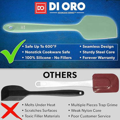 DI ORO Silicone Spatula Set - Rubber Kitchen Spatulas for Baking, Cooking, & Mixing - 600°F Heat-Resistant & BPA Free Silicone Scraper Spatulas for Nonstick Cookware - Dishwasher Safe (4pc, Black)