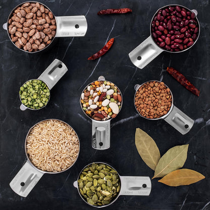 Hudson Essentials Stainless Steel Measuring Cups and Spoons Set - Stackable Set with Spout (11 Piece Set)