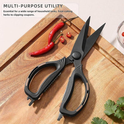 Kitchen Shears Scissors Food Scissors, 8-in-1 Multifunction Japanese Stainless Steel Meat Shears, Dishwasher Safe Sharp Shear All Purpose with Comfort Grip, Ideal for Everyday Use-Yellow