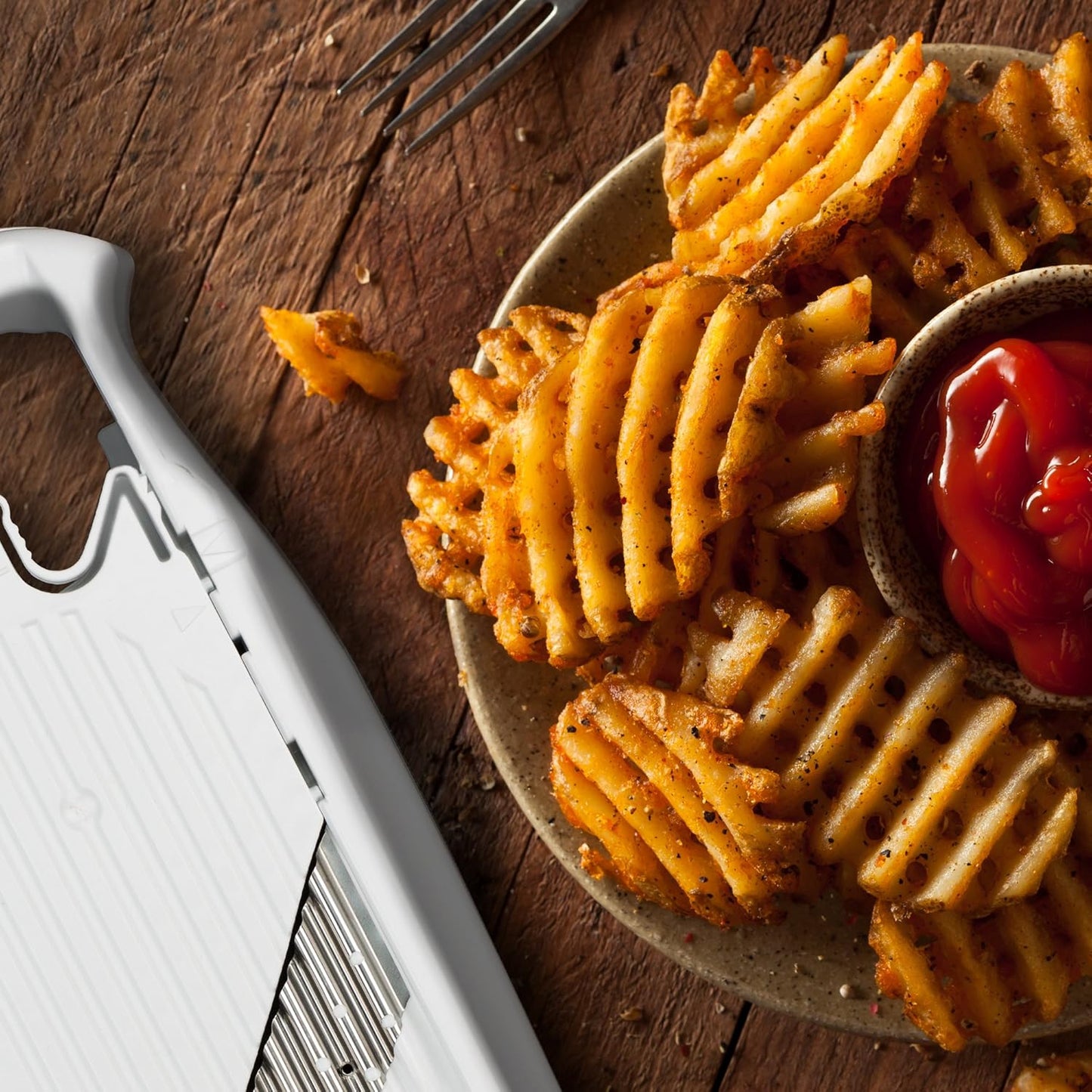 Börner Wave/Gaufrel XXL PowerLine Vegetable Slicer • Corrugated Vegetable Cutter • Corrugated/Waffle Cutter • Potato Grater for Grilled Potatoes Orange