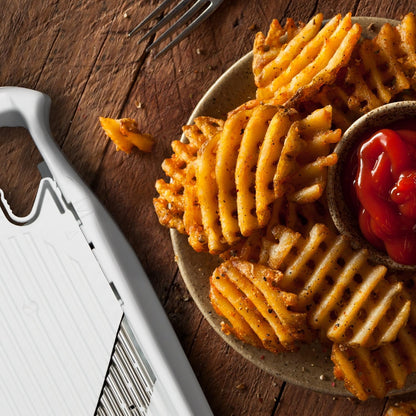 Börner Wave/Gaufrel XXL PowerLine Vegetable Slicer • Corrugated Vegetable Cutter • Corrugated/Waffle Cutter • Potato Grater for Grilled Potatoes Orange