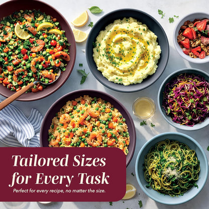 COOK WITH COLOR Mixing Bowls with Lids - 12 Piece Plastic Nesting Bowls Set includes 6 Prep Bowls and 6 Lids, Microwave Safe Mixing Bowl Set, Sage Embossed - Colors A