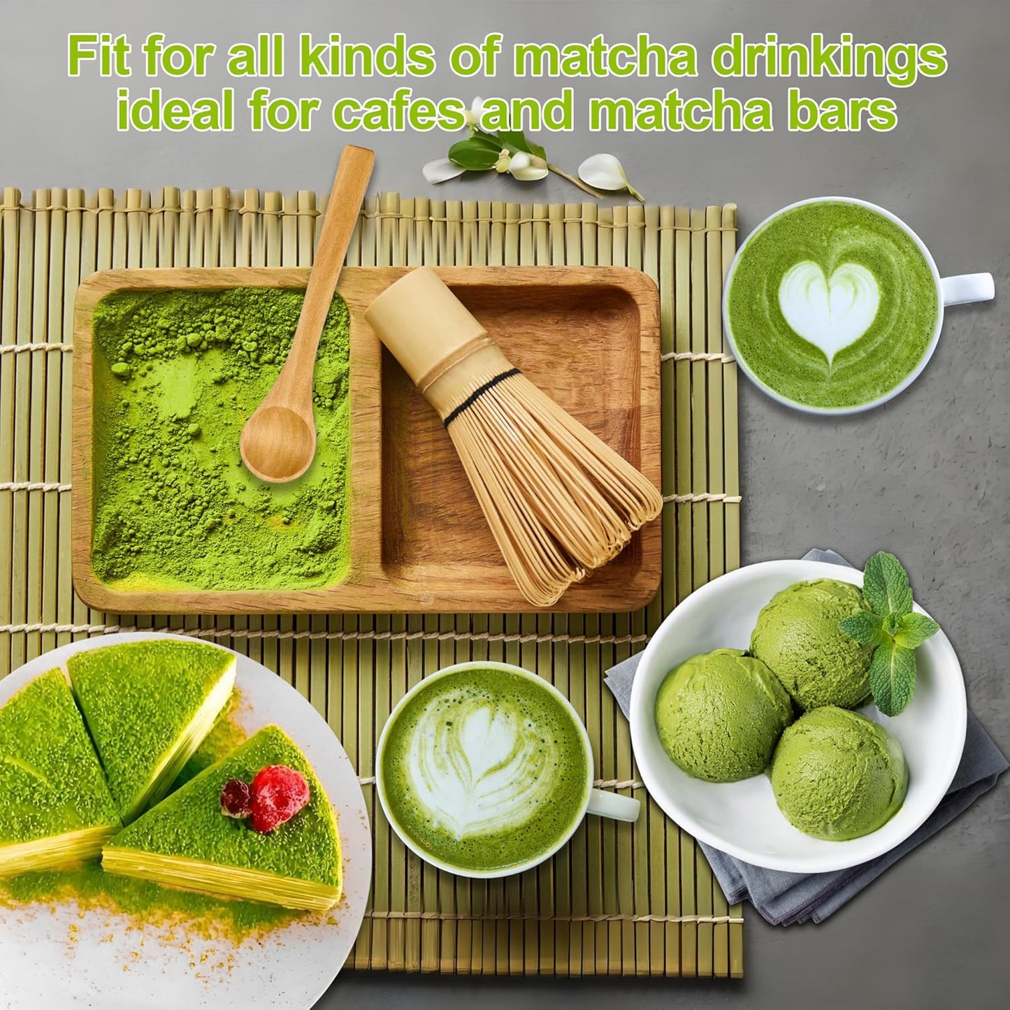 Matcha Whisk Set, Matcha Bowl with Spout, 18oz Ceramic Matcha Tea Bowl (Chawan), Bamboo Matcha Whisk & Spoon, Chasen Holder, Sifter, Japanese Ceremony Matcha Powder Kit, Gift for Women
