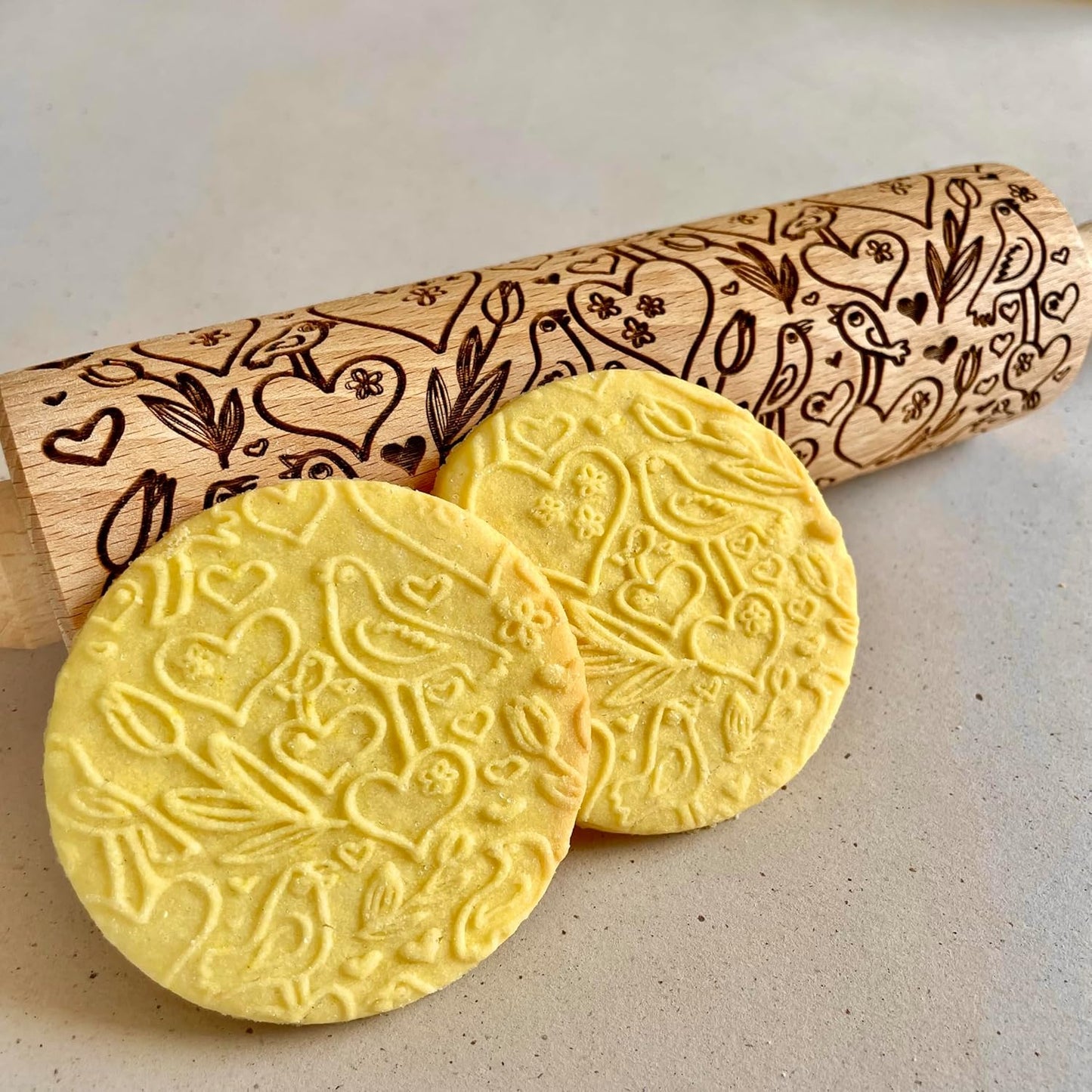 BEEHIVE Embossing Rolling Pin with Pattern. Laser Engraved Embossing Dough Roller for Homemade Cookies and Pottery by Algis Crafts