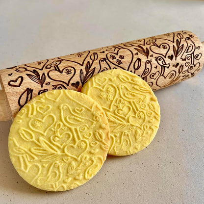 BEEHIVE Embossing Rolling Pin with Pattern. Laser Engraved Embossing Dough Roller for Homemade Cookies and Pottery by Algis Crafts