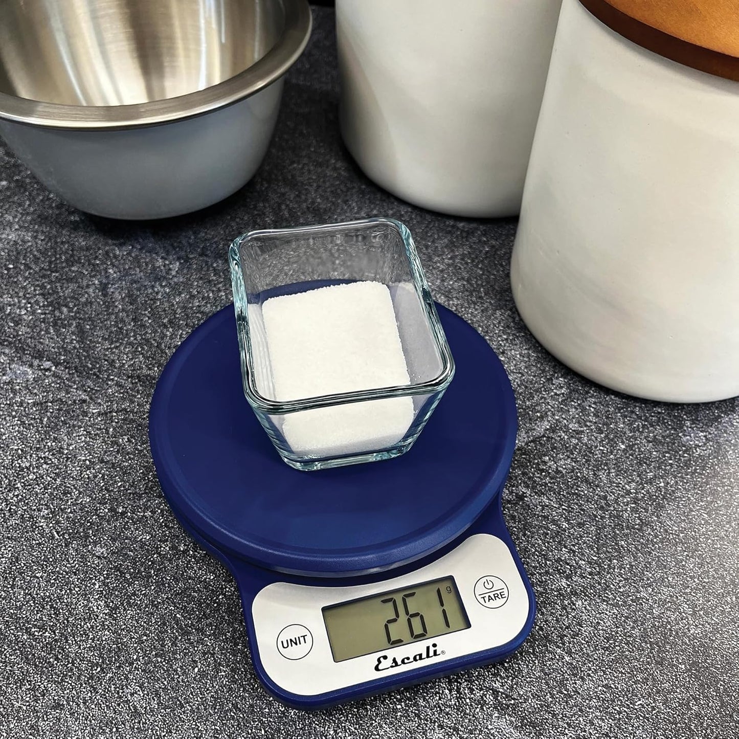 Escali Telero Digital Food Scale, High Precision Kitchen Scale for Cooking, Baking, Portion Control, Meal Prep, Weigh in Grams and Ounces, 11 lb Capacity, Blue (T136)