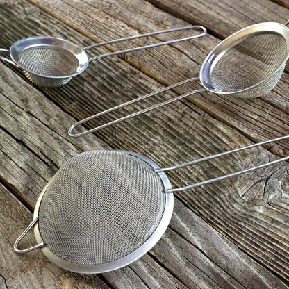 6 Pcs Fine Mesh Strainers with Handle, Stainless Steel Sifter Small Medium Large Strainer Set, Metal Sieve for Baking Flour, Tea, Cocktail, Juice