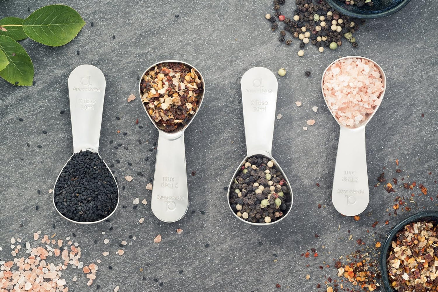 Apace Living Coffee Scoop (Set of 2) - 2 Tablespoon (2 Tbsp / 1/8 Cup / 1 oz) - The Best Stainless Steel Measuring Spoons for Coffee, Tea, and More (2, Rose Gold)